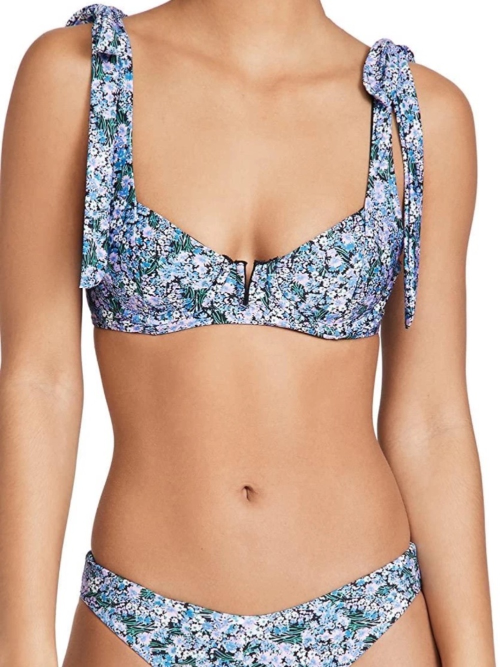 BEACH RIOT Bikini Black Floral, size medium.